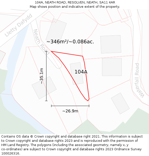 104A, NEATH ROAD, RESOLVEN, NEATH, SA11 4AR: Plot and title map