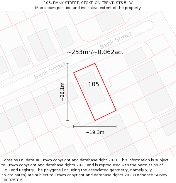 105, BANK STREET, STOKE-ON-TRENT, ST6 5HW: Plot and title map