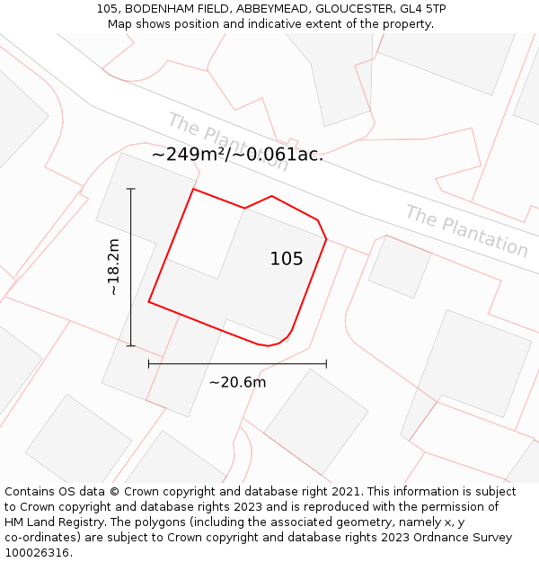 105, BODENHAM FIELD, ABBEYMEAD, GLOUCESTER, GL4 5TP: Plot and title map