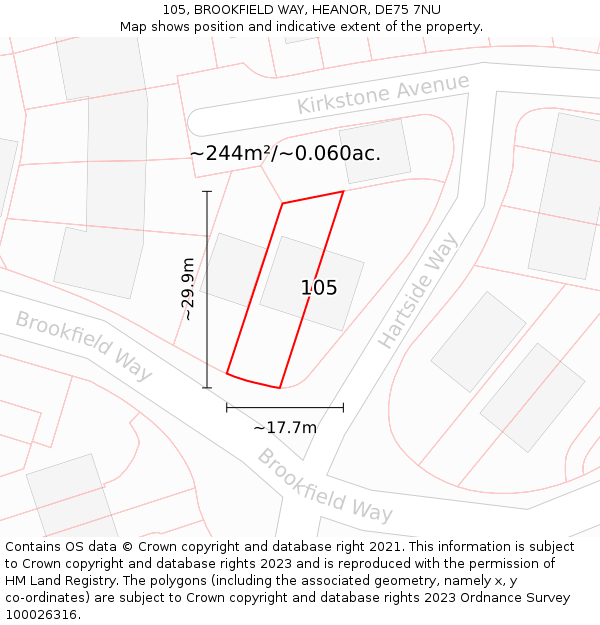 105, BROOKFIELD WAY, HEANOR, DE75 7NU: Plot and title map