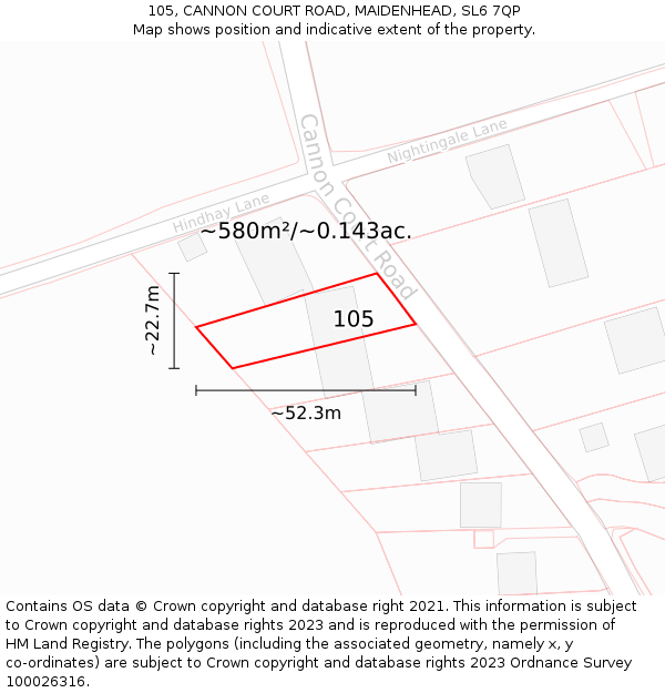 105, CANNON COURT ROAD, MAIDENHEAD, SL6 7QP: Plot and title map
