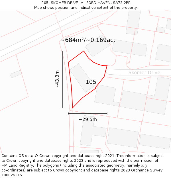 105, SKOMER DRIVE, MILFORD HAVEN, SA73 2RP: Plot and title map