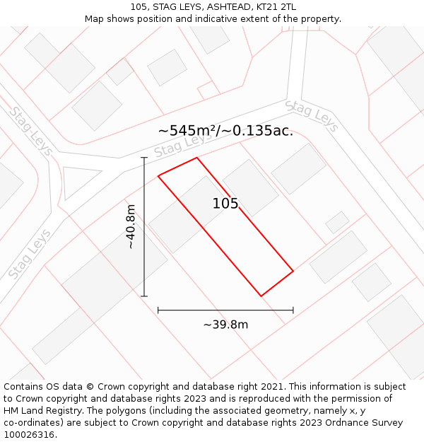 105, STAG LEYS, ASHTEAD, KT21 2TL: Plot and title map
