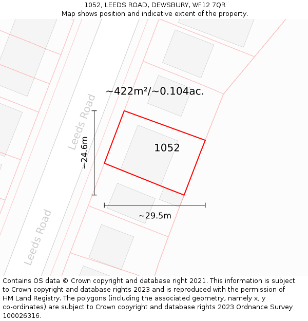 1052, LEEDS ROAD, DEWSBURY, WF12 7QR: Plot and title map