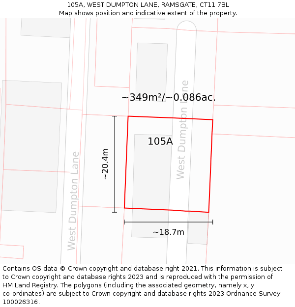 105A, WEST DUMPTON LANE, RAMSGATE, CT11 7BL: Plot and title map