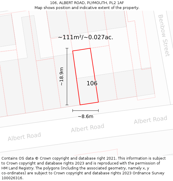 106, ALBERT ROAD, PLYMOUTH, PL2 1AF: Plot and title map