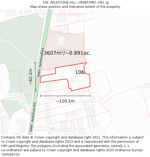 106, AYLESTONE HILL, HEREFORD, HR1 1JJ: Plot and title map