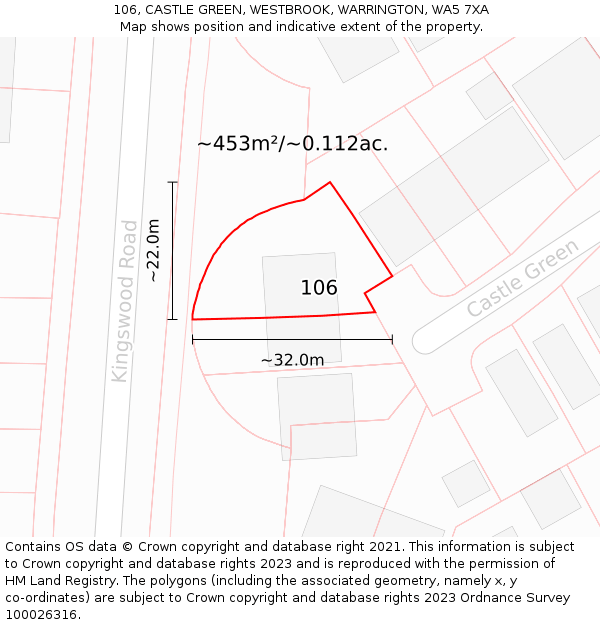 106, CASTLE GREEN, WESTBROOK, WARRINGTON, WA5 7XA: Plot and title map