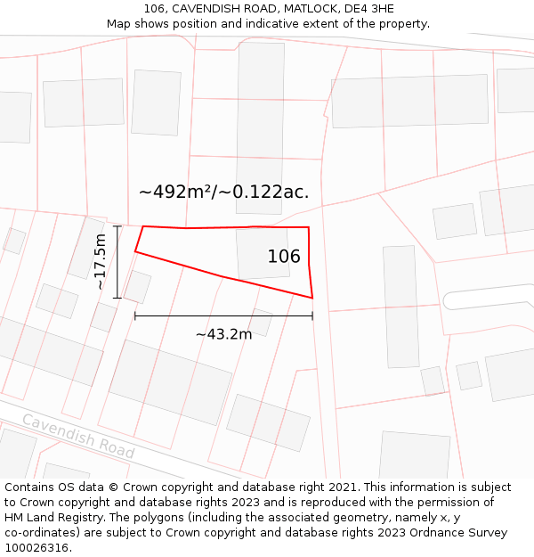 106, CAVENDISH ROAD, MATLOCK, DE4 3HE: Plot and title map