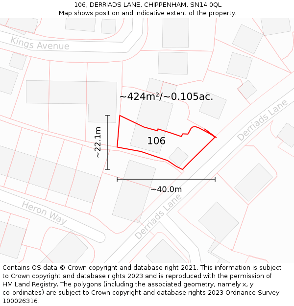 106, DERRIADS LANE, CHIPPENHAM, SN14 0QL: Plot and title map