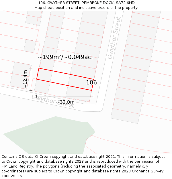 106, GWYTHER STREET, PEMBROKE DOCK, SA72 6HD: Plot and title map