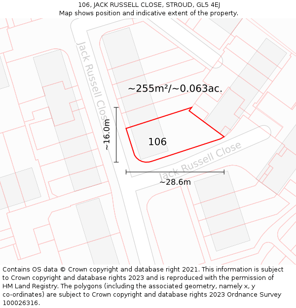 106, JACK RUSSELL CLOSE, STROUD, GL5 4EJ: Plot and title map