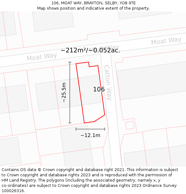 106, MOAT WAY, BRAYTON, SELBY, YO8 9TE: Plot and title map