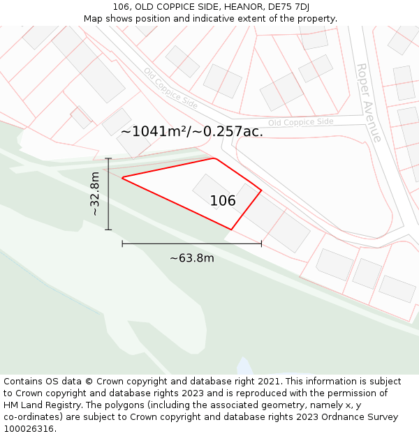 106, OLD COPPICE SIDE, HEANOR, DE75 7DJ: Plot and title map