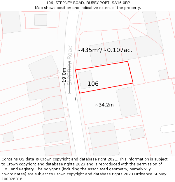 106, STEPNEY ROAD, BURRY PORT, SA16 0BP: Plot and title map