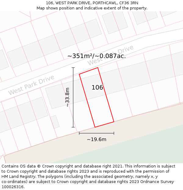 106, WEST PARK DRIVE, PORTHCAWL, CF36 3RN: Plot and title map