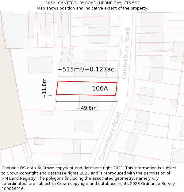 106A, CANTERBURY ROAD, HERNE BAY, CT6 5SE: Plot and title map