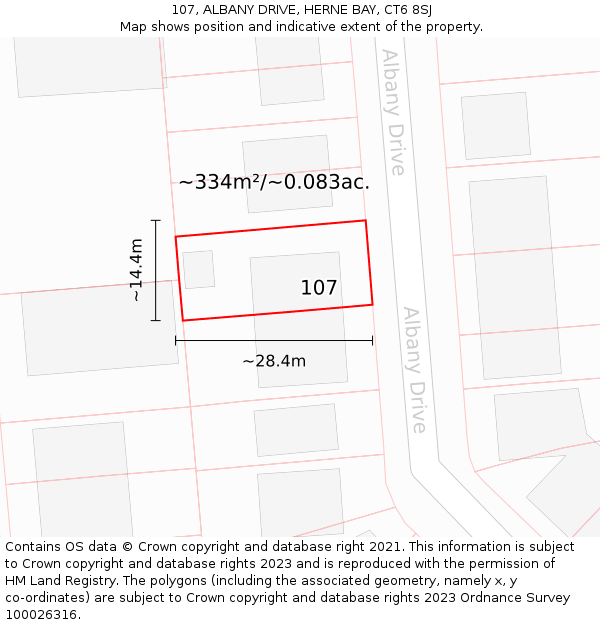 107, ALBANY DRIVE, HERNE BAY, CT6 8SJ: Plot and title map