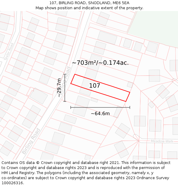107, BIRLING ROAD, SNODLAND, ME6 5EA: Plot and title map