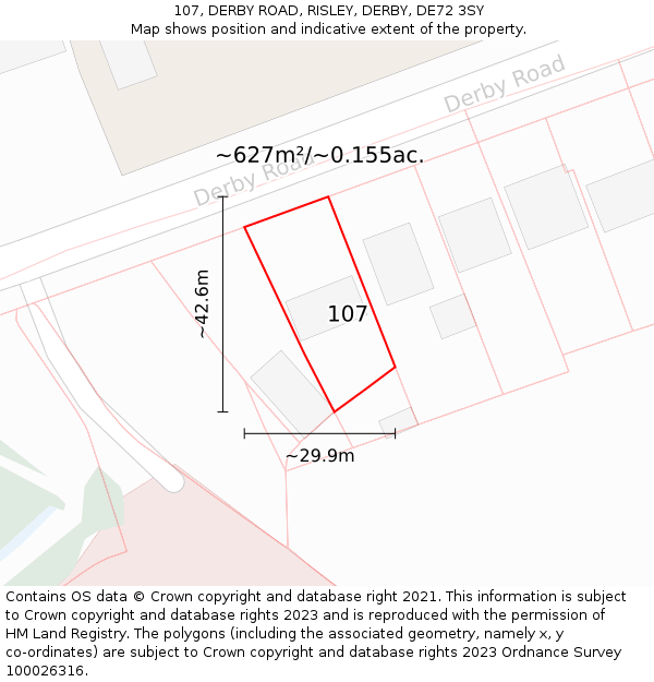 107, DERBY ROAD, RISLEY, DERBY, DE72 3SY: Plot and title map