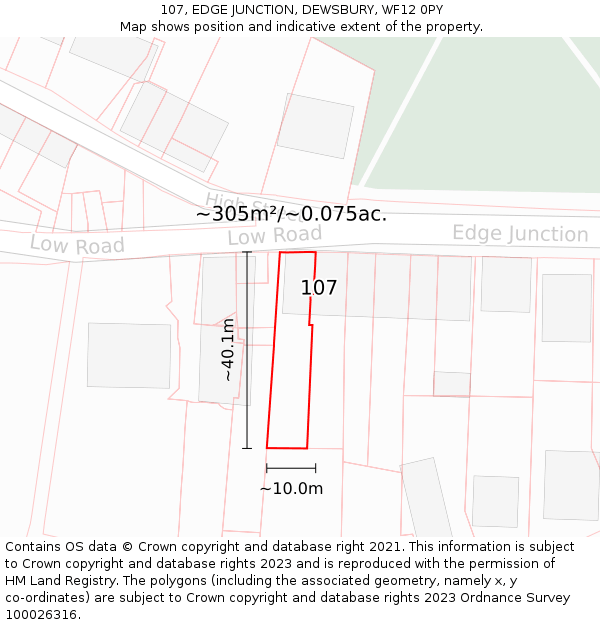 107, EDGE JUNCTION, DEWSBURY, WF12 0PY: Plot and title map