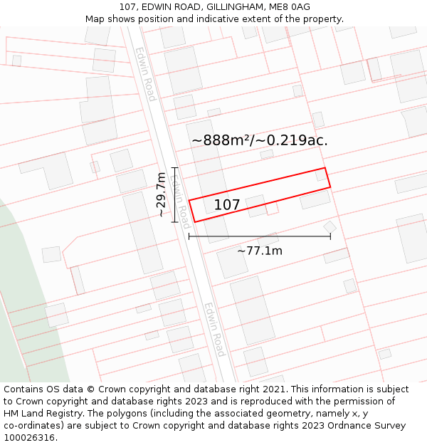 107, EDWIN ROAD, GILLINGHAM, ME8 0AG: Plot and title map