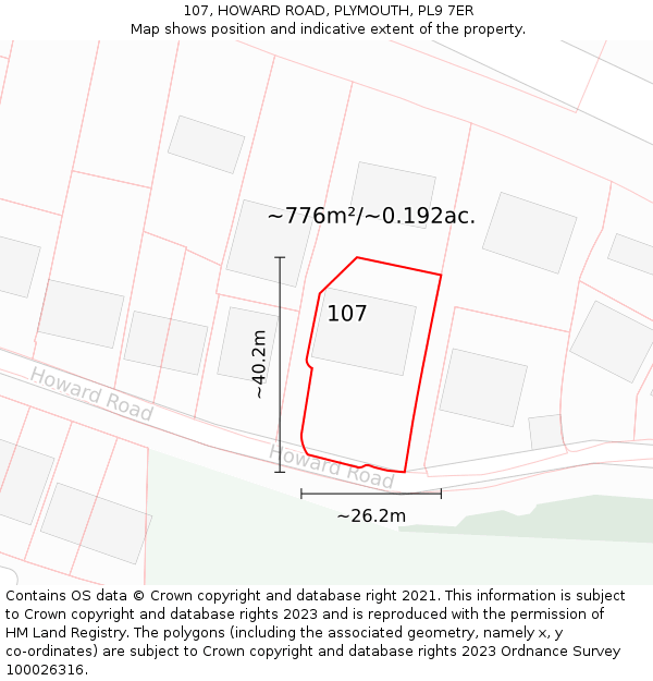 107, HOWARD ROAD, PLYMOUTH, PL9 7ER: Plot and title map