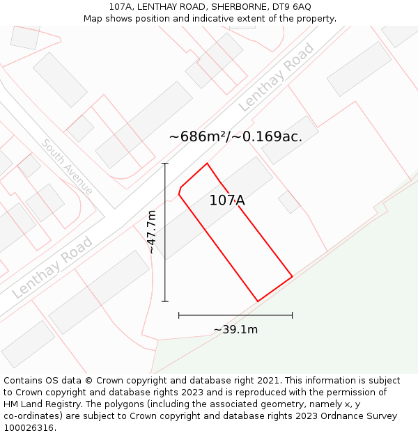 107A, LENTHAY ROAD, SHERBORNE, DT9 6AQ: Plot and title map