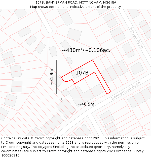 107B, BANNERMAN ROAD, NOTTINGHAM, NG6 9JA: Plot and title map