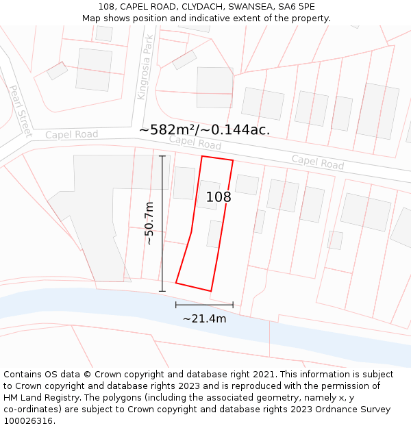 108, CAPEL ROAD, CLYDACH, SWANSEA, SA6 5PE: Plot and title map