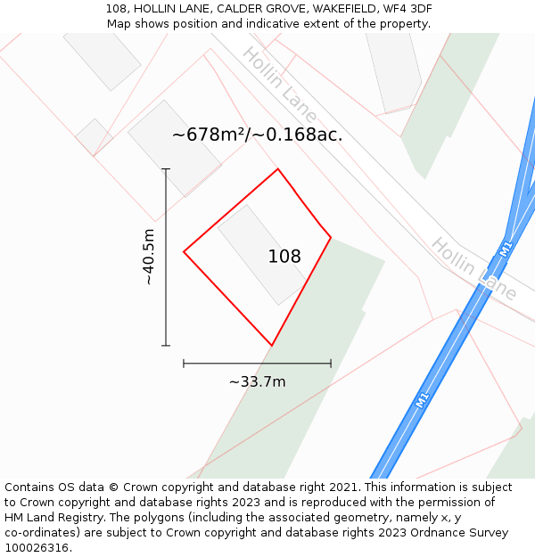 108, HOLLIN LANE, CALDER GROVE, WAKEFIELD, WF4 3DF: Plot and title map