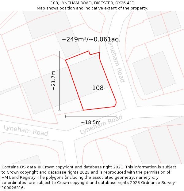 108, LYNEHAM ROAD, BICESTER, OX26 4FD: Plot and title map