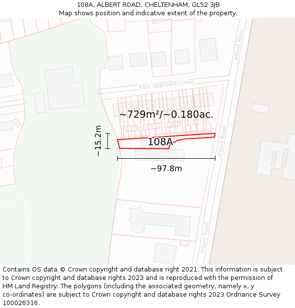 108A, ALBERT ROAD, CHELTENHAM, GL52 3JB: Plot and title map