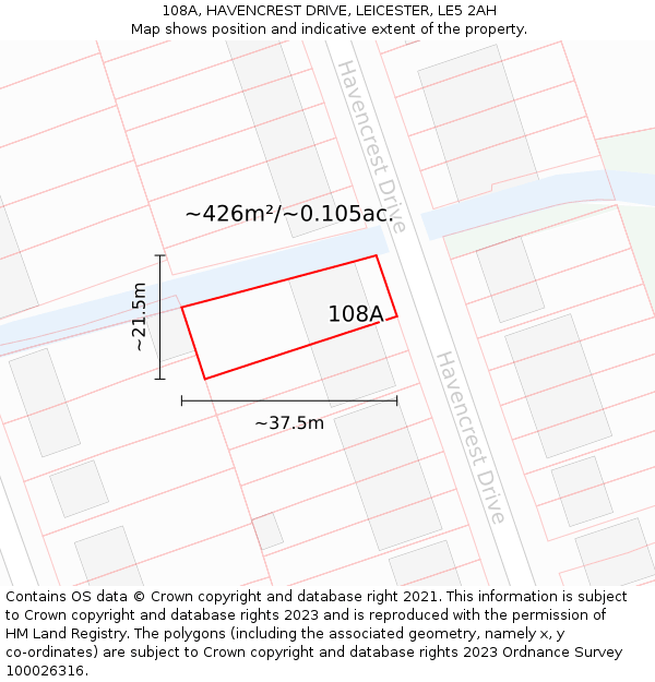 108A, HAVENCREST DRIVE, LEICESTER, LE5 2AH: Plot and title map