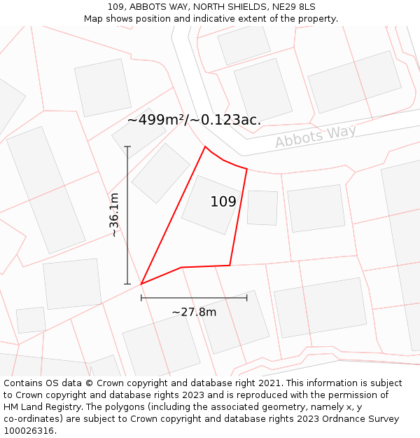 109, ABBOTS WAY, NORTH SHIELDS, NE29 8LS: Plot and title map