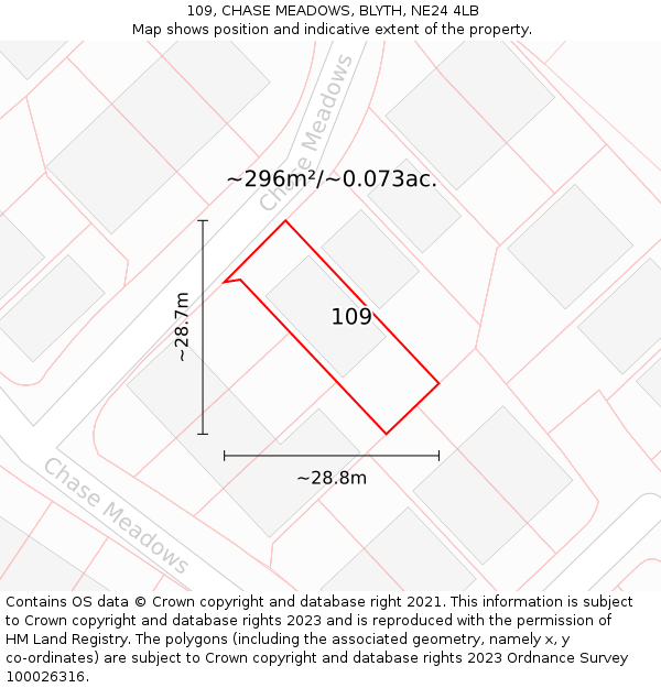 109, CHASE MEADOWS, BLYTH, NE24 4LB: Plot and title map