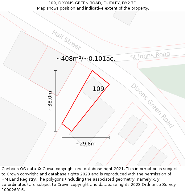 109, DIXONS GREEN ROAD, DUDLEY, DY2 7DJ: Plot and title map