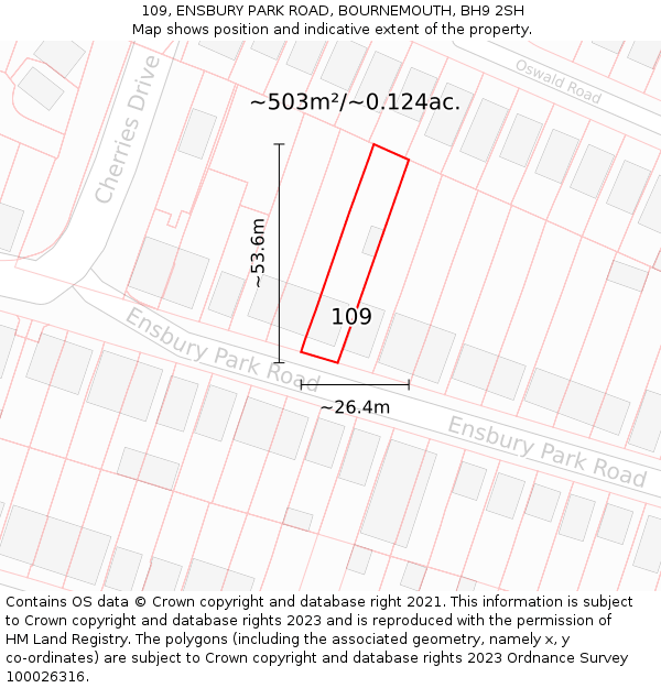 109, ENSBURY PARK ROAD, BOURNEMOUTH, BH9 2SH: Plot and title map