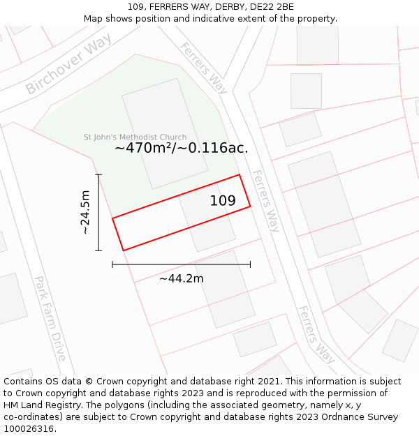 109, FERRERS WAY, DERBY, DE22 2BE: Plot and title map
