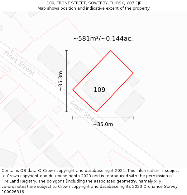 109, FRONT STREET, SOWERBY, THIRSK, YO7 1JP: Plot and title map