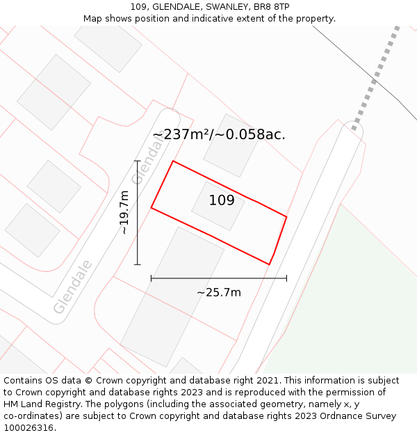 109, GLENDALE, SWANLEY, BR8 8TP: Plot and title map
