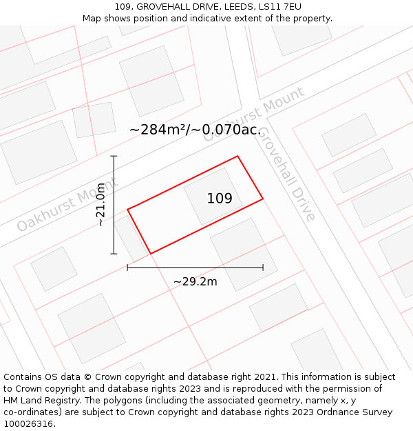 109, GROVEHALL DRIVE, LEEDS, LS11 7EU: Plot and title map