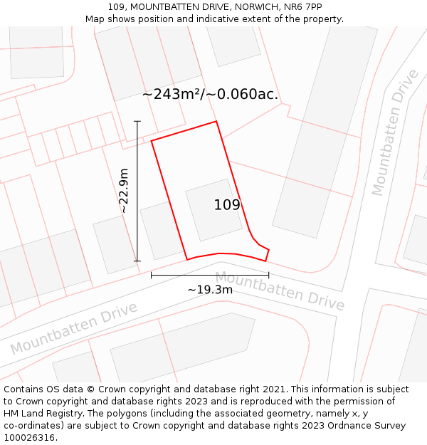 109, MOUNTBATTEN DRIVE, NORWICH, NR6 7PP: Plot and title map