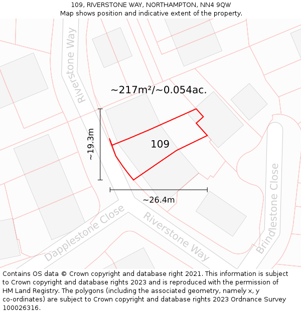 109, RIVERSTONE WAY, NORTHAMPTON, NN4 9QW: Plot and title map