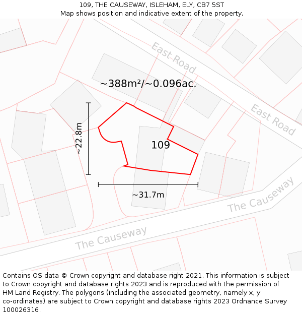 109, THE CAUSEWAY, ISLEHAM, ELY, CB7 5ST: Plot and title map