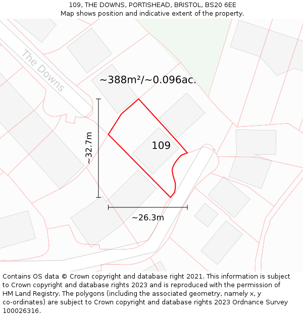 109, THE DOWNS, PORTISHEAD, BRISTOL, BS20 6EE: Plot and title map