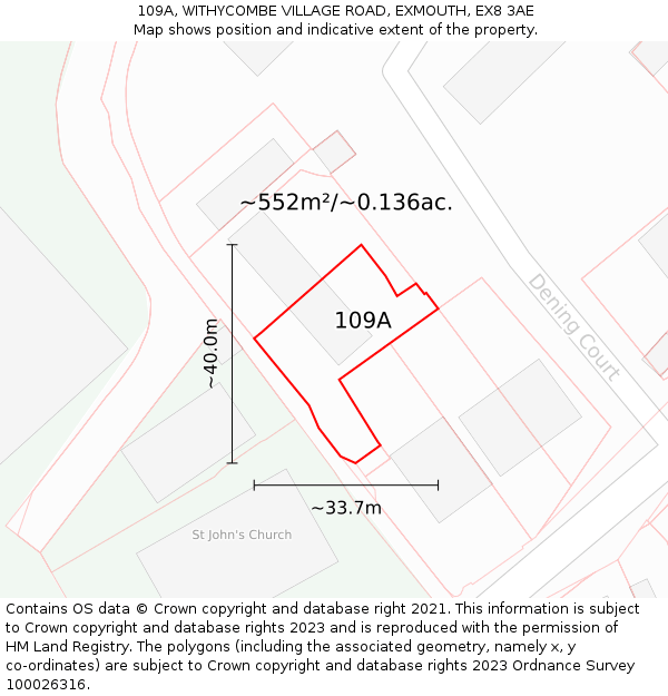 109A, WITHYCOMBE VILLAGE ROAD, EXMOUTH, EX8 3AE: Plot and title map