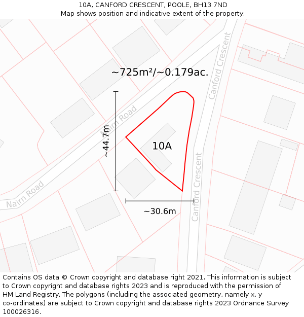 10A, CANFORD CRESCENT, POOLE, BH13 7ND: Plot and title map