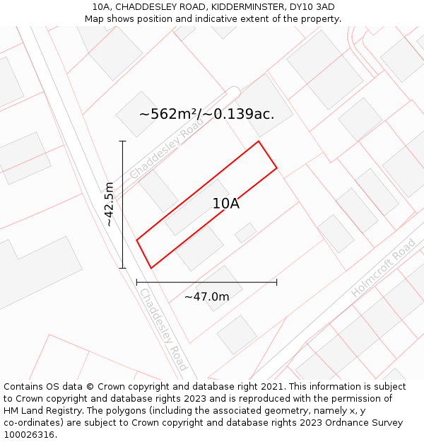 10A, CHADDESLEY ROAD, KIDDERMINSTER, DY10 3AD: Plot and title map