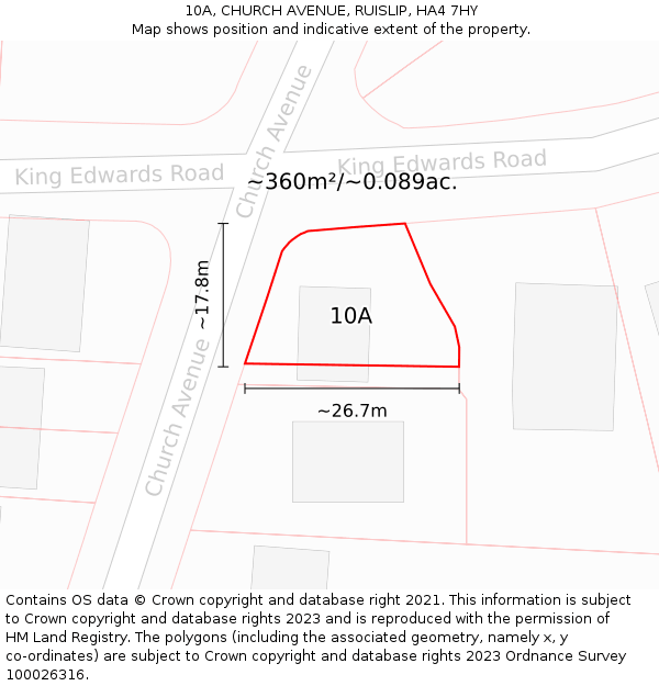 10A, CHURCH AVENUE, RUISLIP, HA4 7HY: Plot and title map